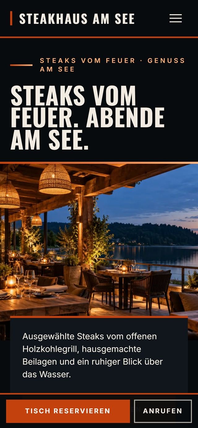 Dieselbe Beispiel-Website in der mobilen Ansicht